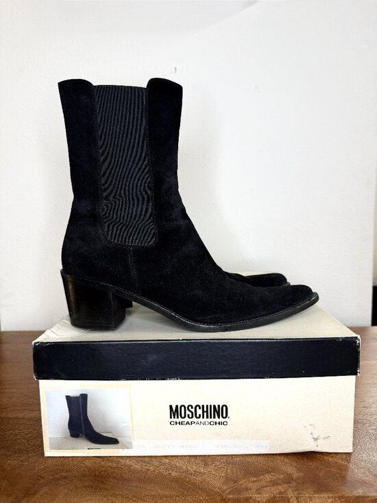 Moschino Shoes - Moschino Cheap and Chic Black Suede Chelsea Boots Pointed Toe Italy 39.5 / 8.5